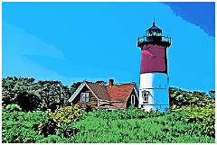 Nauset Light on Cape Cod in Massachusetts - Digital Painting